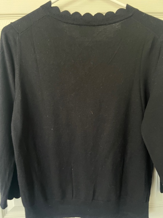 kate spade scallop-edge black light weight cardigan sweater - Picture 6 of 7